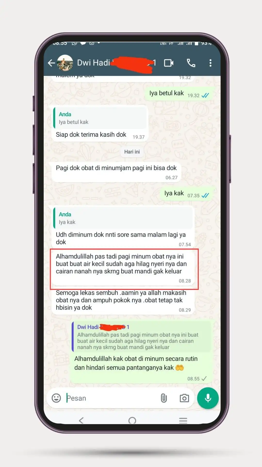 Testimoni chat WhatsApp pelanggan vigrofit 3